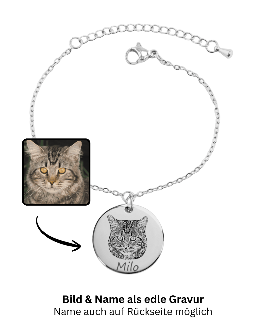 Haustier Portrait Armband - personalisierte Gravur mit deinem Foto