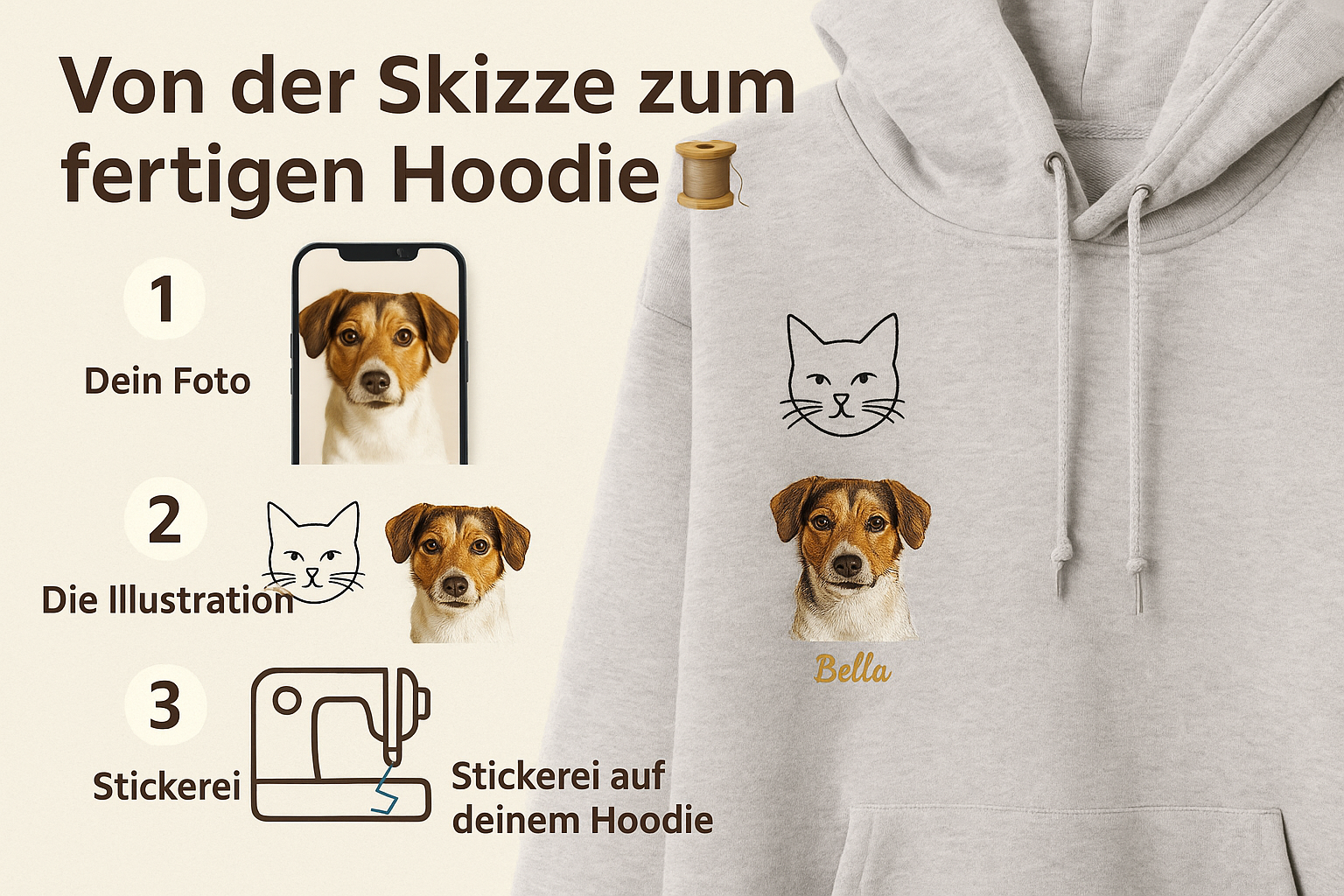 Von der Skizze zum fertigen Hoodie 🧵👕 – so entsteht dein personalisiertes Kleidungsstück