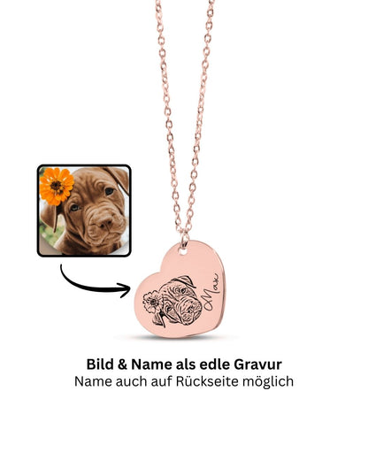 Pet Portrait Necklace Heart – Personalized Engraving with Your Photo