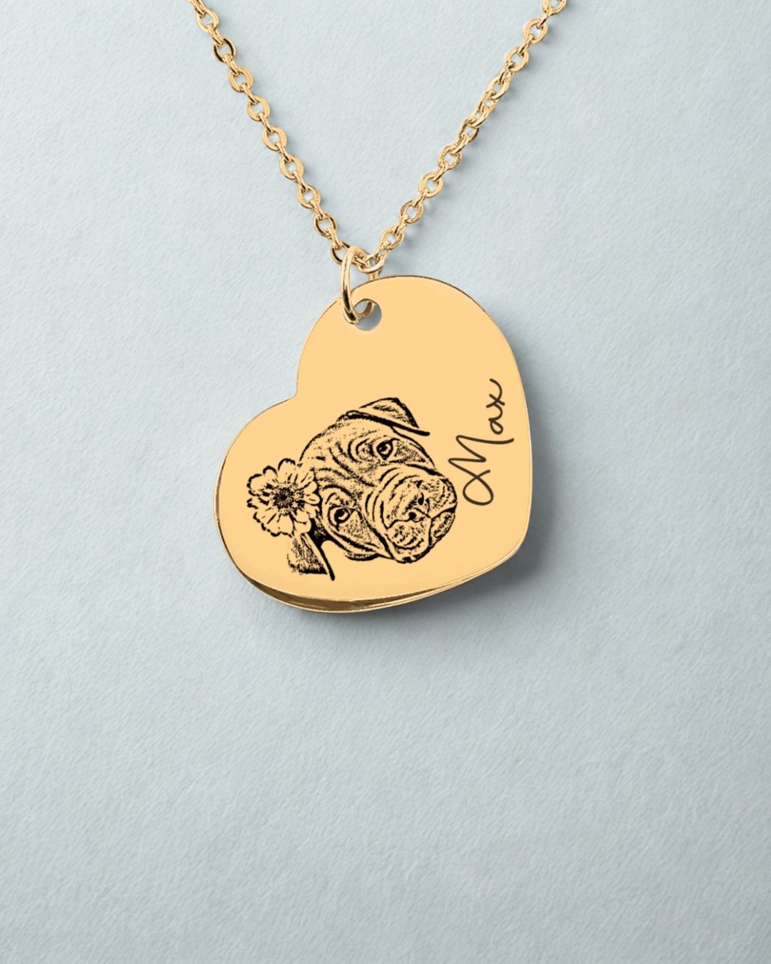 Pet Portrait Keychain Heart – Personalized Engraving with Your Photo