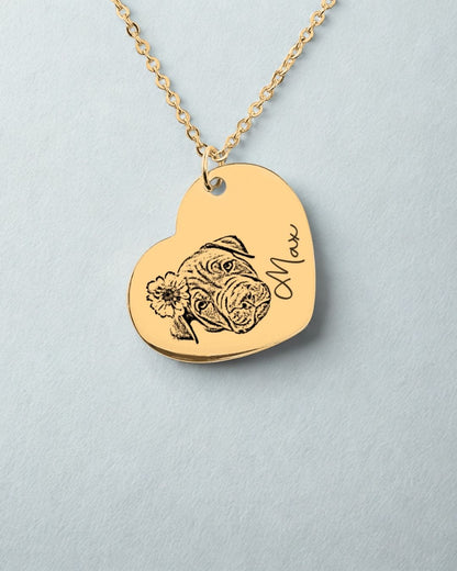 Pet Portrait Keychain Heart – Personalized Engraving with Your Photo