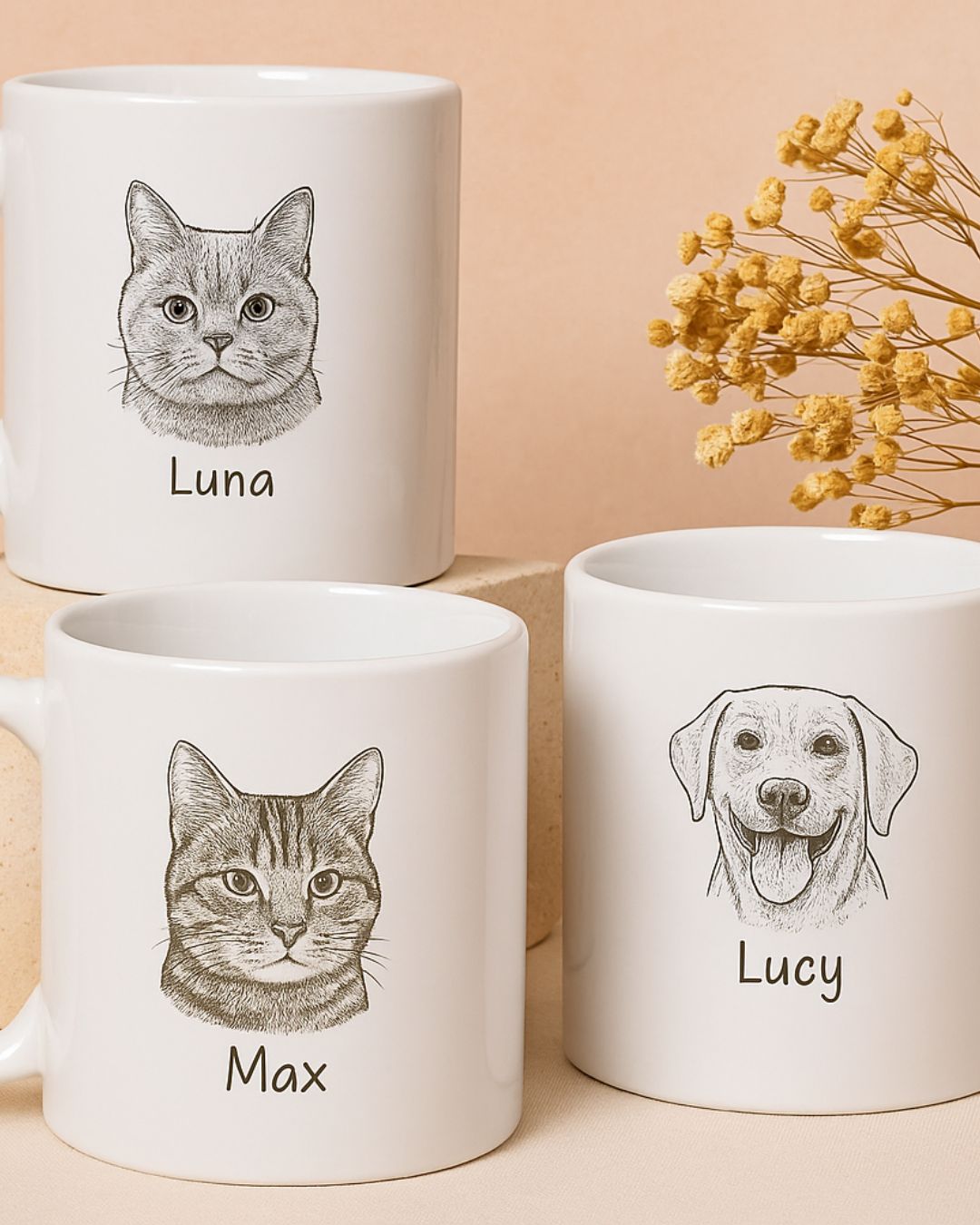 Personalized mug with pet portrait - unique item for animal lovers