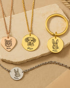 Haustier Portrait Halskette Herz – personalisierte Gravur mit deinem Foto