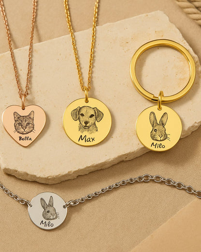 Pet Portrait Bracelet - Personalized Engraving with Your Photo