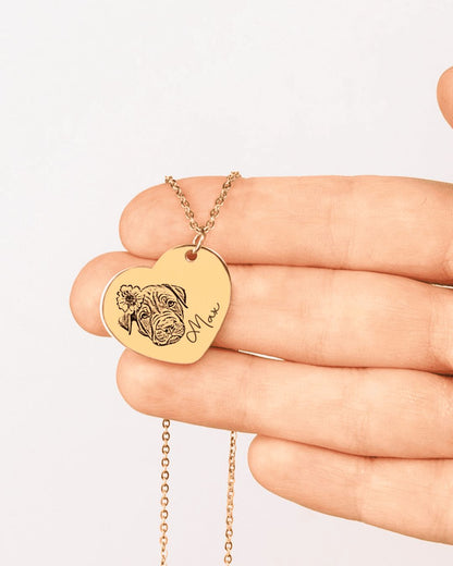 Pet Portrait Necklace Heart – Personalized Engraving with Your Photo