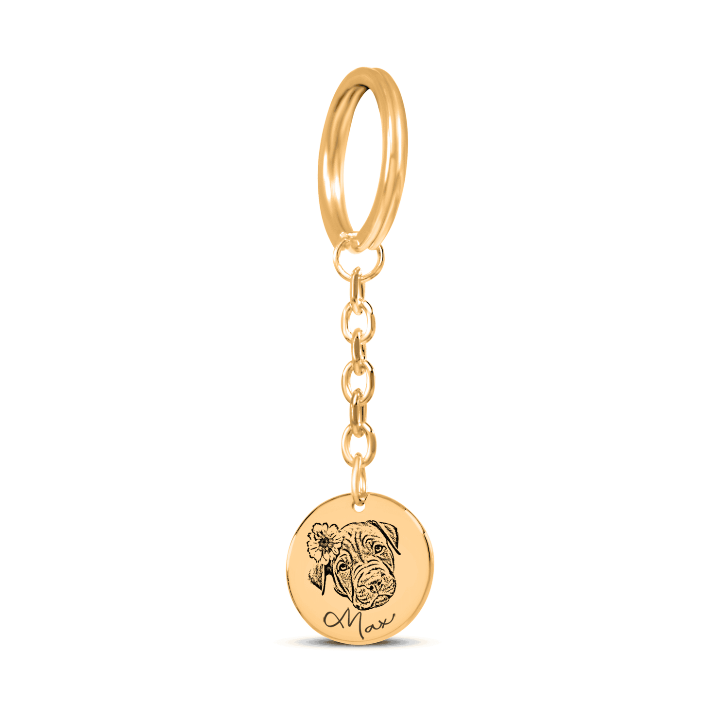 Pet Portrait Keychain Circle – Personalized Engraving with Your Photo