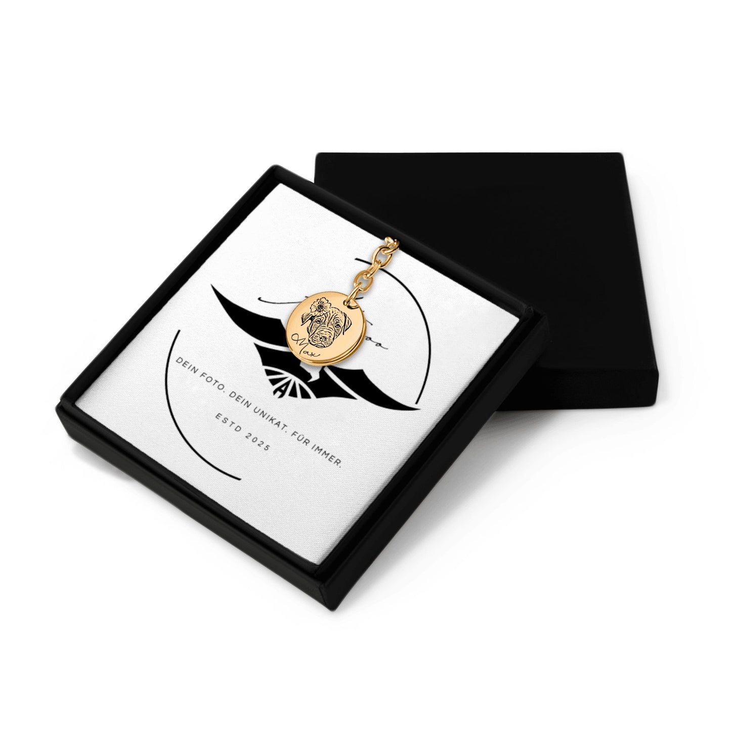 Pet Portrait Keychain Circle – Personalized Engraving with Your Photo